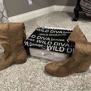 Taupe over the knee tall boots